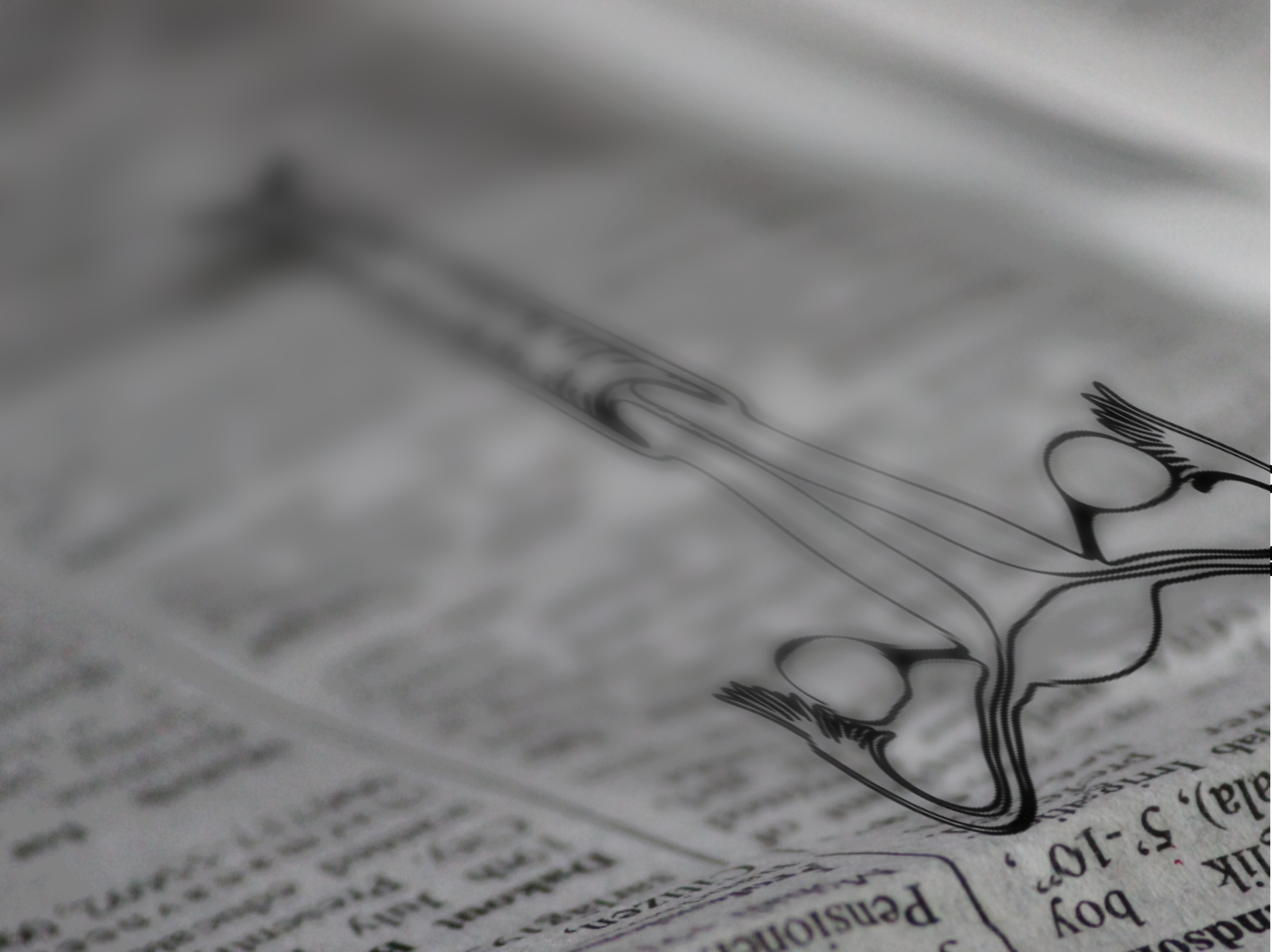 a line drawing of ovaries, a uterus, and fallopian tubes on top of a newspaper page